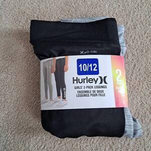 Hurley Leggings 2 Pack Girls Size 10/12 Black Grey Activewear Pants NEW
